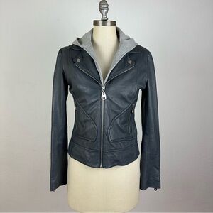 Doma Leather Hooded Jacket